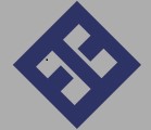 A logo marca de Evandro perícias, um losango azul com detalhes em cinza